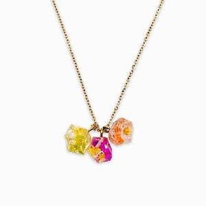 Kristalvormige Cluster Ketting met Echte Bloemen uit Den Haag (Fleur de Soleil)