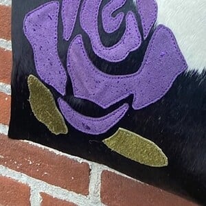 Leren totebag paarse roos