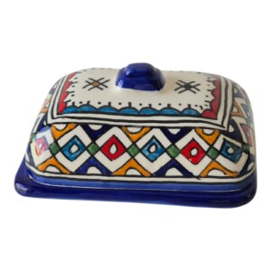 Moroccan Butter Dish Handmade, Fassi Ceramic Fes, Céramique de Fes, Traditional Pottery, Boho Kitchen Decor Gift