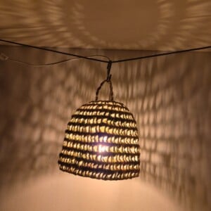 Moroccan (Doum)Pendant Light – Handwoven Palm Leaf Lamp – Boho Straw & Rattan Hanging Light