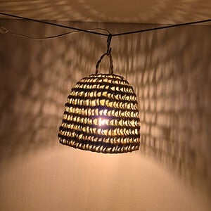 Moroccan (Doum)Pendant Light – Handwoven Palm Leaf Lamp – Boho Straw & Rattan Hanging Light