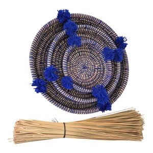 Multifunctional Boho Handwoven Round Rattan -Seagrass Trays – Set of 3, Moroccan Wall Decor & Kitchen Storage.