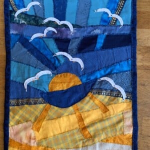 Patchwork wandkleed met meeuwen