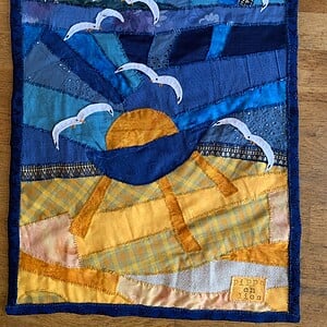 Patchwork wandkleed met meeuwen
