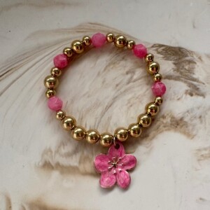 Pink Flower armband Stainless steel