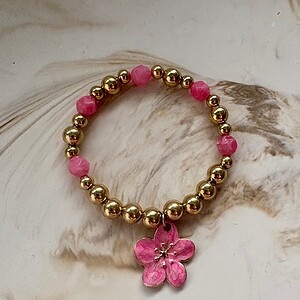 Pink Flower armband Stainless steel