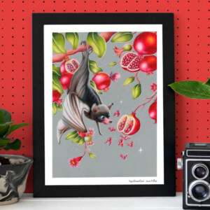 Pomgranate bats kleine A4 poster, 21x29,7 cm(8.27 x 11.69 inches)