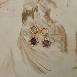 Purple sun oorbellen stainless steel