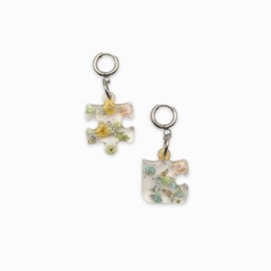 Puzzelstukjes Oorbellen met Pastelkleurige Bloemen (Eternal Spring)