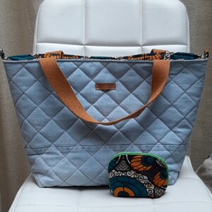 Quilted denim schoudertas / totebag op bestelling  (out of stock)