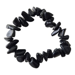 Raw Shungite Bead Bracelet-Handmade Stretchy Black Stone-Natural Crystal Jewelry.
