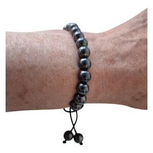 Raw Shungite Bead Bracelet-Handmade Stretchy Black Stone-Natural Crystal Jewelry.