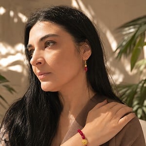 Rode Glaskralen Armband en Oorbellen