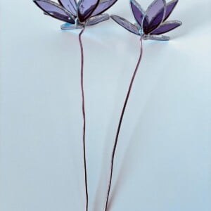 Set van twee paarse 3D-bloemen | Tiffany-stijl glas-in-lood