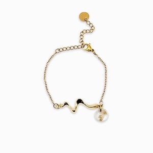 Sierlijke Armband met Ronde Hanger Gevuld met Echt Gipskruid (The Classics)