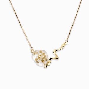 Sierlijke Ketting met Steen Gevuld met Echt Gipskruid (The Classics)