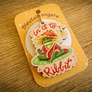 Sleutelhanger in it to ribbit kikker met paddestoel