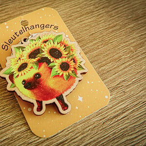 Sleutelhanger zonnebloem egel