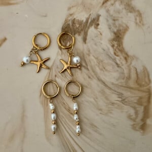 starfish oorbellen set stainless steel