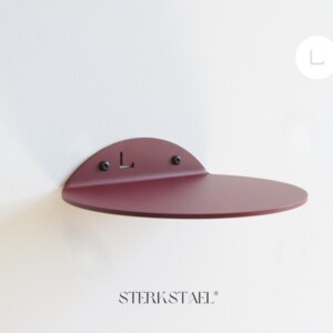STERKSTAEL Saga wandplank Burgundy - stalen wandplank - kleur Wijnrood - poedercoating - staal - wandrek - wandplankje - inclusief bevestigingsmateriaal – draagkracht van 10 kg – 1 stuk