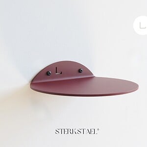 STERKSTAEL Saga wandplank Burgundy - stalen wandplank - kleur Wijnrood - poedercoating - staal - wandrek - wandplankje - inclusief bevestigingsmateriaal – draagkracht van 10 kg – 1 stuk