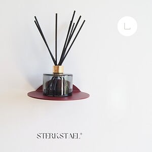 STERKSTAEL Saga wandplank Burgundy - stalen wandplank - kleur Wijnrood - poedercoating - staal - wandrek - wandplankje - inclusief bevestigingsmateriaal – draagkracht van 10 kg – 1 stuk