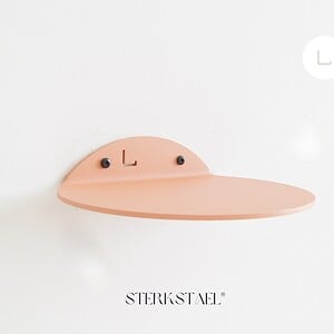 STERKSTAEL Saga wandplank Dusty Rose - stalen wandplank - kleur Oud Roze - poedercoating - staal - wandrek - wandplankje - inclusief bevestigingsmateriaal – draagkracht van 10 kg – 1 stuk