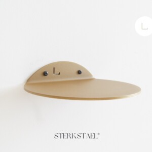 STERKSTAEL Saga wandplank Goud - stalen wandplank - kleur goud - poedercoating - staal - wandrek - wandplankje - inclusief bevestigingsmateriaal – draagkracht van 10 kg – 1 stuk