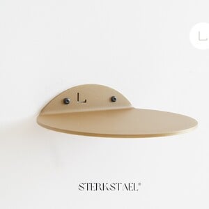 STERKSTAEL Saga wandplank Goud - stalen wandplank - kleur goud - poedercoating - staal - wandrek - wandplankje - inclusief bevestigingsmateriaal – draagkracht van 10 kg – 1 stuk