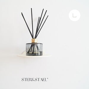 STERKSTAEL Saga wandplank Japandi Beige - stalen wandplank - kleur Beige - poedercoating - staal - wandrek - wandplankje - inclusief bevestigingsmateriaal – draagkracht van 10 kg – 1 stuk