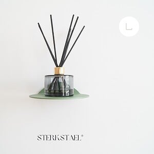 STERKSTAEL Saga wandplank Salie Groen - stalen wandplank - kleur Groen - poedercoating - staal - wandrek - wandplankje - inclusief bevestigingsmateriaal – draagkracht van 10 kg – 1 stuk