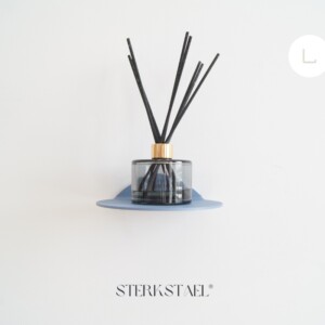 STERKSTAEL Saga wandplank Satijn Grijsblauw - stalen wandplank - kleur Grijs Blauw - poedercoating - staal - wandrek - wandplankje - inclusief bevestigingsmateriaal – draagkracht van 10 kg – 1 stuk