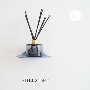 STERKSTAEL Saga wandplank Satijn Grijsblauw - stalen wandplank - kleur Grijs Blauw - poedercoating - staal - wandrek - wandplankje - inclusief bevestigingsmateriaal – draagkracht van 10 kg – 1 stuk
