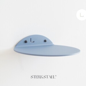 STERKSTAEL Saga wandplank Satijn Grijsblauw - stalen wandplank - kleur Grijs Blauw - poedercoating - staal - wandrek - wandplankje - inclusief bevestigingsmateriaal – draagkracht van 10 kg – 1 stuk