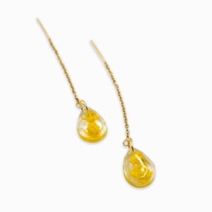 Threader Oorbellen met Druppelvormige Hangers Gevuld met Echte Bloemen uit Amsterdam (Limoncello Romance)