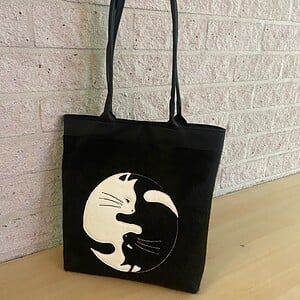 Totebag met Yin Yang kat