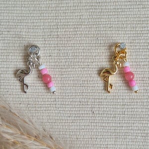 Vrolijke flamingo bedel met miyuki en chalcedoon