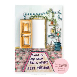Waar de ene deur sluit, opent een nieuwe, wenskaart 10x15cm
