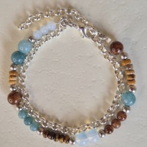 Zilveren armband edelstenen en jassaron | Aurora