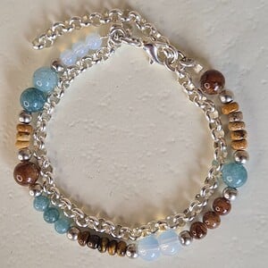 Zilveren armband edelstenen en jassaron | Aurora