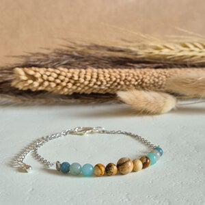 Zilveren armband half edelstenen half ketting