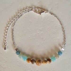 Zilveren armband half edelstenen half ketting
