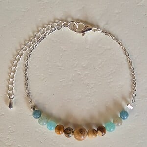 Zilveren armband half edelstenen half ketting