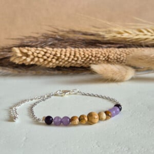Zilveren armband half edelstenen half ketting | Lotus
