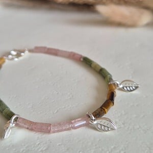 Zilveren armband met blad bedels | Clematis
