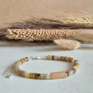 Zilveren armband platte kralen | Autumn