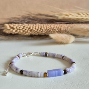 Zilveren armband platte kralen | Winter