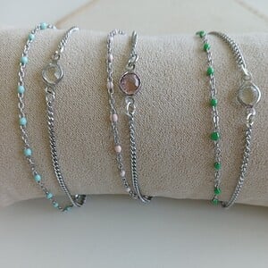 Zilverkleurige Dubbele Armband met Bedel – Verstelbare Layered Armband voor Dames