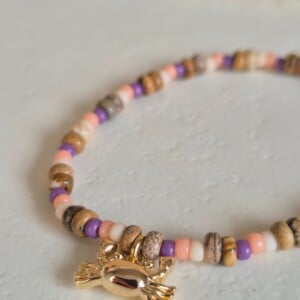 Zomerse armband met jaspis en krab bedel | Crab
