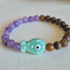 Zomerse turquoise vissen armband met edelstenen